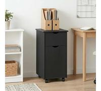 Rolling cabinet Grey 34 x 39 x 65.5 cm Solid pine wood 2-shelf Mobile Organiser
