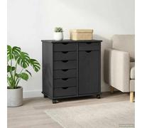Rolling cabinet Grey 63.5x39x65.5cm Solid Pine 7-Drawer Mobile Storage Organiser