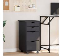 Rolling Cabinet Grey Solid Pine 34x39x65.5cm 4 Drawers Foldable Desk Minimalist.