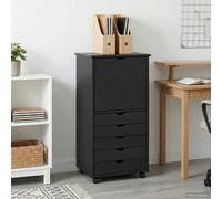 Rolling Cabinet Grey Solid Pine 53x39x103cm 5 Drawers 1 Shelf on Castors Minimal
