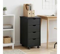 Rolling cabinet Grey Solid Pine Wood 34x39x65.5cm 4 Drawer Mobile Storage Office