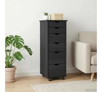 Rolling Cabinet Grey Solid Pine Wood 34x39x93.5cm 6 Drawer Mobile MinimalistHome
