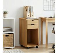 Rolling Cabinet Honey Brown 34 x 39 x 65.5 cm Solid Pine 2-Drawer Compact Matte