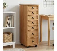 Rolling cabinet Honey Brown 34x39x100cm Rustic Pine Wood 5+2 Drawers on Castors