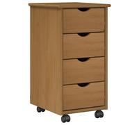 Rolling cabinet Honey brown 34x39x65.5cm Solid pine wood 4 drawers with castors