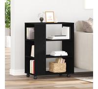 Rolling Cabinet in Black Oak, 60x35x75 cm, Made of Engineered Wood Berkfield Home Black One Size