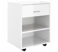 Vidaxl Rolling Cabinet High Gloss White 46X36X59 Cm Engineered Wood, White