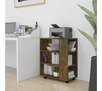 Rolling cabinet Smoked Oak 60x35x75cm Engineered Wood 3 Shelves Mobile Office UK