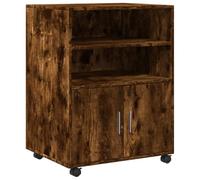 Rolling Cabinet Smoked Oak Wood Material 60 x 48 x 81 cm with Storage Space and Wheels, Office Cabinet and Rolling Container for Office Home Office Study Storage and Storage of Files and Documents