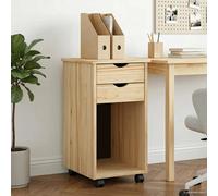 Rolling Cabinet Solid Pine Wood 2-Drawer Brown Matte 34x39x65.5cm Mobile Casters