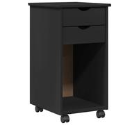 Rolling Cabinet Ample Storage 34 x 39 x 65.5 cm Black Solid Pine Wood
