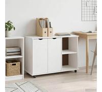 Rolling Cabinet White Solid Pine 100x39x65.5cm Mobile 4-Drawer Minimalist Store