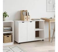 vidaXL 2 Door 2 Shelf White Minimalist Rolling Storage Cabinet - Size: 65.5 x 100 x 39cm - Wilko