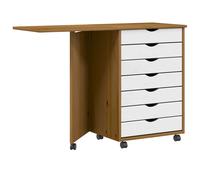 Rolling Cabinet with Desk Mobile File Cabinet Solid Wood Pine MOSS vidaXL
