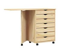 Rolling Cabinet with Desk Mobile File Cabinet Solid Wood Pine MOSS vidaXL