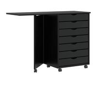vidaXL Rolling Cabinet with Desk MOSS - Solid Pine, Clear Varnish