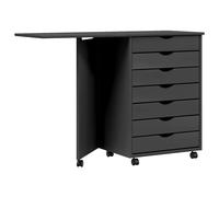 Vidaxl Rolling Cabinet With Desk Moss Grey Solid Wood Pine