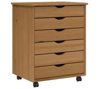 Rolling Cabinet with Drawers Mobile File Cabinet Solid Wood Pine MOSS vidaXL
