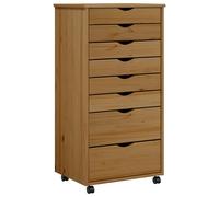 Rolling Cabinet with Drawers Mobile File Cabinet Solid Wood Pine MOSS vidaXL