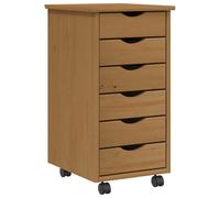 (honey brown, 34 x 39 x 65.5 cm) vidaXL Rolling Cabinet with Drawers Mobile File Cabinet Solid Wood Pine MOSS