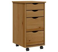 Rolling Cabinet with Drawers Mobile File Cabinet Solid Wood Pine MOSS vidaXL