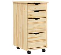 Rolling Cabinet with Drawers Mobile File Cabinet Solid Wood Pine MOSS vidaXL