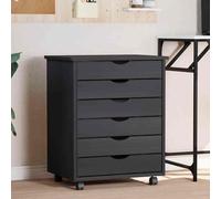 Rolling Cabinet with Drawers MOSS Grey Solid Wood Pine