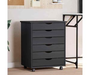 Rolling Cabinet with Drawers MOSS Grey Solid Wood Pine