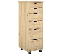 Rolling Cabinet with Wheel Solid Pine Wood Minimalist Storage Drawers vidaXL