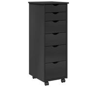 Rolling Cabinet Grey Solid Pine Wood 34x39x93.5cm 6 Drawer Mobile MinimalistHome