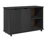 vidaXL 2 Door 2 Shelf Grey Minimalist Rolling Storage Cabinet - Size: 65.5 x 100 x 39cm - Wilko