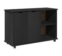 vidaXL Rolling Cabinet Black 100 x 39 x 65.5 cm Solid Pine Wood