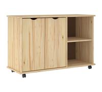 Rolling Cabinet with Wheel Solid Pine Wood Minimalist Storage Unit vidaXL