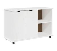 vidaXL 2 Door 2 Shelf White Minimalist Rolling Storage Cabinet - Size: 65.5 x 100 x 39cm - Wilko
