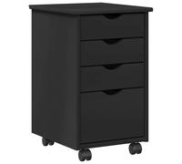 Rolling Cabinet with Wheel Solid Pine Wood Storage Home Office Unit vidaXL