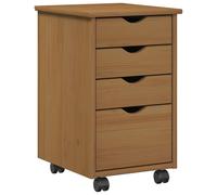vidaXL Rolling Cabinet with Wheel Grey 34 x 39 x 56 cm Solid Pine Wood