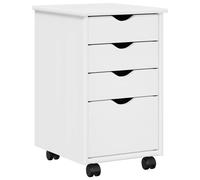 vidaXL 4 Drawer White Rolling Storage Cabinet - Size: 56 x 34 x 39cm - Wilko