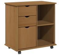 Rolling Cabinet with Wheel Solid Pine Wood Storage Office Home Wooden vidaXL