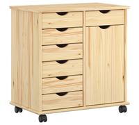 Rolling Cabinet with Wheel Solid Pine Wood Storage Unit Kitchen Home vidaXL