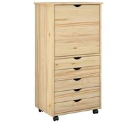 Rolling Cabinet with Wheel Solid Pine Wood Storage Units Home Furniture vidaXL
