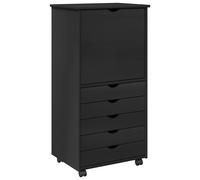 Rolling Cabinet with Wheel Solid Pine Wood Storage Units Home Furniture vidaXL