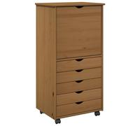 Rolling Cabinet with Wheel Solid Pine Wood Storage Units Home Furniture vidaXL