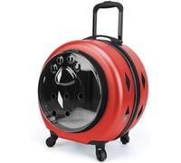 Rolling Carrier with Wheels, Hard Shell Transparent Bubble Pet Carrier with Telescoping Handle & Ventilation, Portable Travel Carrier for Small, Vet Visits & Travel