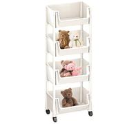 Rolling Cart Kitchen - 4-tier Rolling Cart With Wheels | Book Multi-Tier Mobile Organizer Unit | Toys Stationery Snacks Organizer For Small Rooms Narrow Spaces For Study Room, Classroom, Dormitory