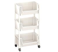 Rolling Cart Organizer - Slim Storage Trolley, 3-Tier Utility Rack | Metal Mesh Frame Shelf, Office Beauty Tool Supply Holder, Moveable Compact Drawer System, Rolling Bin Organizer For Home Space