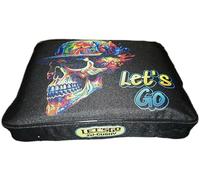 Rolling cart seat Cushion. The ZUCUSHY Easily attaches/detaches in Seconds. Ice Skating, disc Golf, Zuca Compatible/Patchable (Trippy Skull)