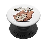 Rolling Cat Funny Cute Cat Lover Humor PopSockets Adhesive PopGrip