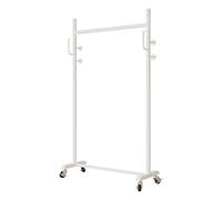 Rolling Clothes Rack Metal Garment Rack on Wheels White Portable Clothing 1 Hanging Bar 80x35x165cm - Ideal for Home Storage & Space Saving