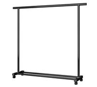 Rolling Clothes Rack with Bottom Shelf Freestanding Metal Garment Organizer for Bedroom Mobile Laundry Drying Rack (150cm/59.1in)