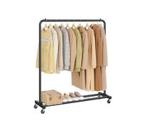 Rolling clothes rack with lockable wheels, Ink Black / 1 Rod
